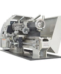 Precision Mini Metal Lathe Benchtop Machine Offers 7 Inch Swing By 12 Inch Centers For Inch Threading And Metal Turning side view with controls.