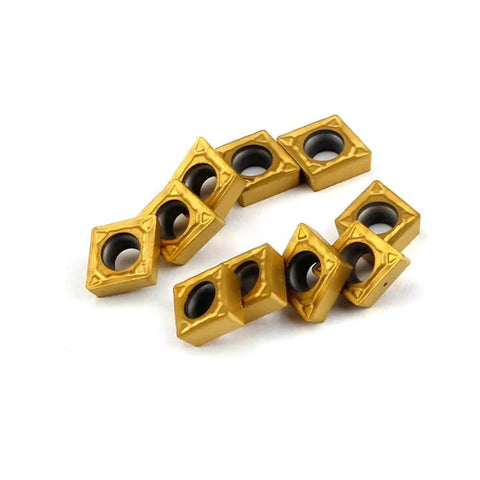 Carbide Turning Inserts CCMT060204 Multilayer Coated For CNC Lathe Turning Fast Cutting Speeds Long Life Low Friction Set of 10