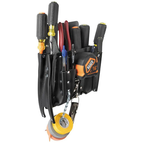 Sturdy Leather Tool Pouch With Eleven Pockets For Belt Up To Two And Three Quarters Inches Moisture Resistant Fully Stitched Loaded