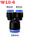 Cool 100 Pc Pneumatic Push To Connect Pipe Fittings Kit With Quick Air Hose Connector Set For Compressors And Tools In Black Blue Design Perfect For Pro Jobs, 6mm x 10mm fitting