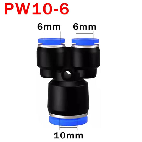 Cool 100 Pc Pneumatic Push To Connect Pipe Fittings Kit With Quick Air Hose Connector Set For Compressors And Tools In Black Blue Design Perfect For Pro Jobs, 6mm x 10mm fitting