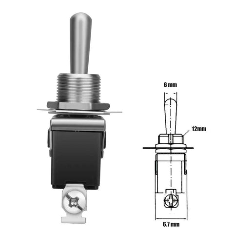 Heavy Duty Waterproof Toggle Switch Pack Six SPST SPDT Marine Rocker On Off 2 Pin Momentary 15A 250V 20A 125V with dimensions