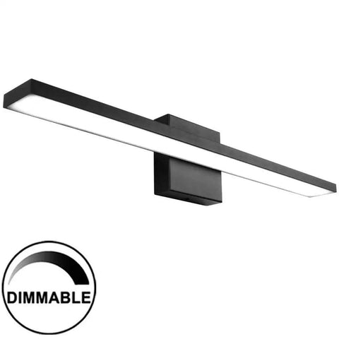 24 Inch Dimmable Black LED Vanity Light With Frosted Aluminum, Modern Slim Fixture For Bathroom Vanity, 24W, Cool White 6000K