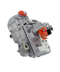 Keep Your Renault Zoe Ev Chillin With This Straight Up Premium Electric Ac Compressor, silver unit with orange connectors for cooling.