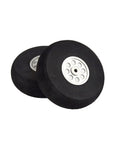 Sponge foam wheels for Carbon Fiber RC Landing Gear 300 Pound 75E, 2.36 inch wheel set, shown from a side angle.