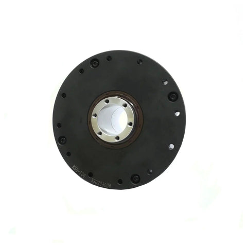 Knockout Power Hollow Harmonic Drive Reducer Gear With Shop Tested Strain Wave Build For Stepper And Servo Motors top view showing central hub and mounting holes.