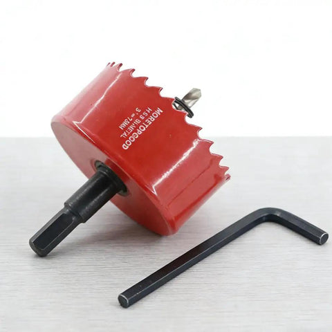 3 Inch Hole Saw With Arbor HSS Bi Metal Hole Cutter for wood, plastic, drywall with hex key on table