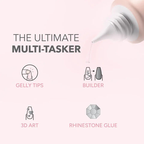 4 In 1 Gel Nail Glue HEMA Free Easy Application Multi Use Builder Gel For Gelly Tip Adhesion Rhinestones 3D Nail Art Non Wipe