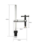 Heavy Duty Insertion Table Clamp Fixture With Ratchet Lock For Metalworking And Carpentry Benches Grab And Go Bench Hole Clamp Alloy Steel Holding Device With 160 By 80 Base And 20mm Spacing, 235mm x 115mm