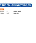 Fitment chart for Rear Wheel Hub Bearing Assembly with Encoder ABS for Mazda 6 2014-2020 and CX-5 2013-2020.