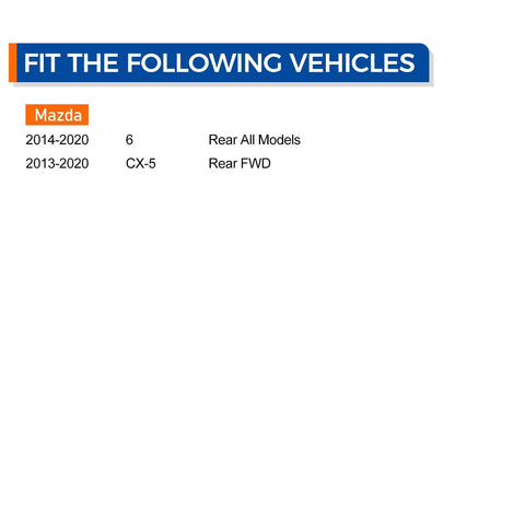 Fitment chart for Rear Wheel Hub Bearing Assembly with Encoder ABS for Mazda 6 2014-2020 and CX-5 2013-2020.