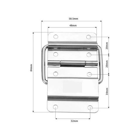 Ball Bearing Door Hinges Set 2 Pack Silent Heavy Duty For Cabinets Tool Boxes Air Flight Cases Lockers And Furniture Fittings Durable For Interior Exterior Residential Commercial Use 48x84mm, front view with dimensions showing metal construction.