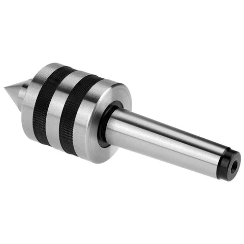 MT3 live center side view; alloy steel body with knurled rings and conical point