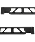 Side view of black airsoft fixed stock with lightweight polymer build and integrated QD sling sockets for GHK LCT CYMA Dboys.