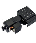 Precision Worm Gear Sliding Stage With Angular Indexing And Fine Adjustment For CNC Routers, black aluminum, precision optical design.