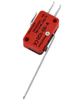 V-153-1C25 Micro Switch With Beefy Long Straight Lever 15A 125/250VAC Heavy Duty SPDT Snap Action Limit Switch Quick Connect Terminals Three Sixteenth Inch 4.8mm Dual Pack red micro switch with long straight lever and quick-connect terminals
