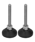 Two Pack Adjustable Nylon Foot Pads With Swivel Leveling Mounts 30mm Round Base M6 Thread 50mm Height Heavy Duty Rock Solid Furniture Glides