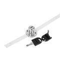 Knock Out Side Mount Drawer Lock Set For Desks And Cabinets Secure Three Linked Metal Latches With Spare Keys showing lock and keys.