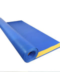 Tough As Nails Crosslinked Foam Underlayment For Laminate And Hardwood Floors With Attached Vapor Barrier and Whisper Quiet Noise Reduction 4X25 Roll visible in blue. Rolled up 4x25 size.