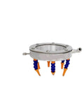 Shop Built Spindle Cooling Ring For Stone Engraving Rigs With 360 Degree High Pressure Water Spray Nozzle Universal Cnc Tool Cooler For Metal Fabbing Jobs 150Mm Bore, featuring blue and orange hoses.
