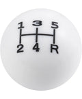 5 Speed Round Ball Shift Knob For Manual Cars, Resin Shifter Lever Head in white finish with black gear numbers