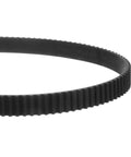 HTD-5M Timing Belt Set For High Torque Drive Beefed Up Rubber Neoprene Belt With 57 Teeth, 285mm Pitch, 15mm Wide, 3.6mm Thick, Closed Loop Pulley, No Slip Power Transfer, 3 Piece Pack, black toothed timing belt close-up
