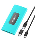 256GB External SSD Drive USB 3.1 Type C Portable Solid State Drive Up To 500MB/s with turquoise case and cables