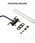 BLYLUND Black Commercial Bar Sink Faucet, Stainless Steel 2 Hole Bar Faucet parts including faucet body and accessories.