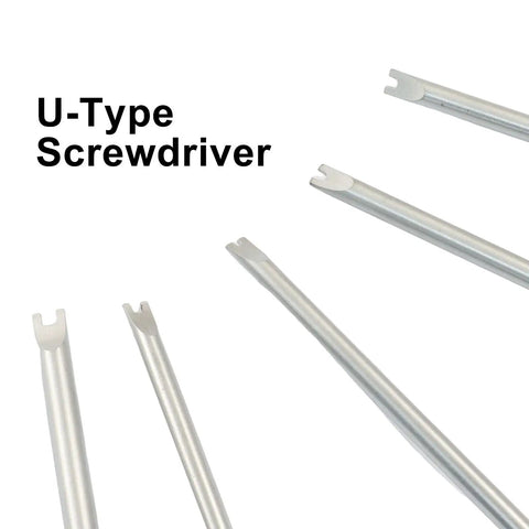 Top Shelf Five Piece Magnetic U Type Precision Driver Kit With Hardcore Steel Blades And Slick Secure Bit Holders Sweet For Delicate Watch Repair And No Sweat Tech Gadget Projects - five u-type screwdrivers in various sizes.