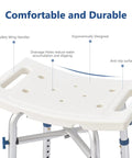 Close-up of Shower Chair With Back Support, 500Lb Heavy Duty Silver Aluminum Bath Seat, showing seat design features.