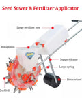 Heavy Duty Metal Precision Garden Seeder with iron mouth duckbill design, double mouth fertilizer applicator, six seeding ports