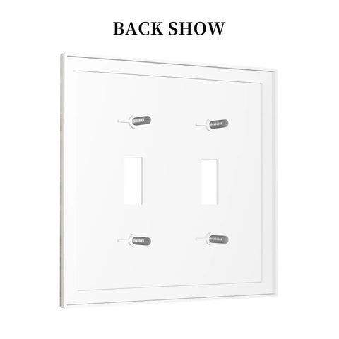 Back view of Light Slate Marble Pattern Double Toggle Switch Plates Decorative Outlet Cover Wall Faceplate With Premium Dual Gang Design.