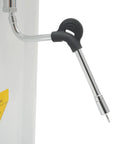Pro Rig Commercial Steam Milk Frother Electric Cafe Milk Steamer Featuring Precision Temp Dial And Crisp Led Interface Zero Stress Foam Pull Reliable Main Street Setup White steam wand detail with ergonomic handle.