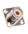 2-Pack UHF Female SO239 4-Hole Panel Mount No-Nonsense Coax Connector Adapter For PL259 Male Plug Solder Cup Nickel Plated 50 Ohm RF