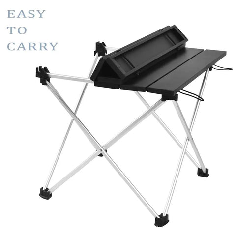 Portable Aluminum Camping Table With Foldable Aluminum Table Top And Stable Triangle Frame No Fuss Easy Carry