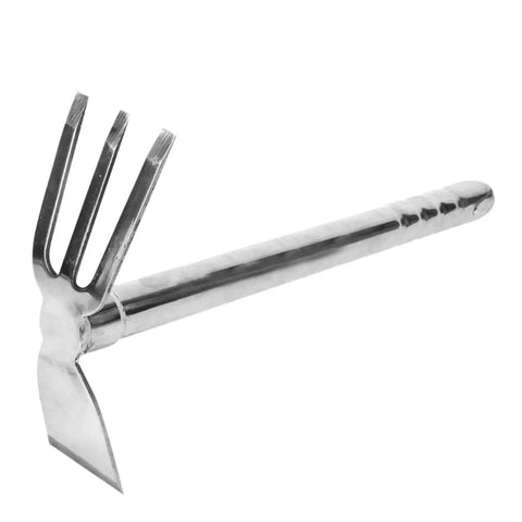 Durable Stainless Garden Hoe For Weeding, Digging, And Soil Prep with pointed head and ergonomic handle reducing hand fatigue.
