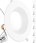 Six Pack 6 Inch Retrofit Led Recessed Lights With Baffle Trim And Quick 5Cct Dial For Warm To Daylight Tones Dimmable ceiling downlights showcasing baffle trim design.