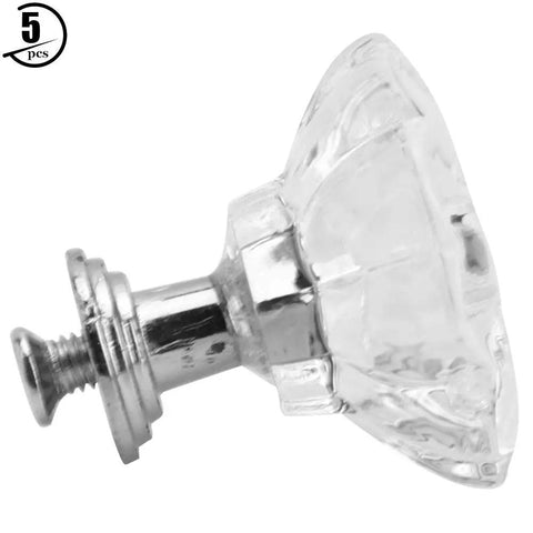Crystal Clear Slick Acrylic Cabinet Door Knob Set Five Pack European Style Crystal Single Hole Drawer Pulls Handles With Smooth Texture Effortless Install