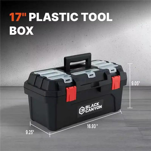 Heavy Duty 17 Inch Stackable Plastic Tool Box Carries 44 Lbs Gritty Polypropylene Shell Reinforced Latches Built Tough As Nails For Trade Pros Diy Makers And Weekend Grinders