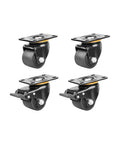 Rock Solid Heavy Duty Swivel Casters With Dual Brake System And Double Bearing Nylon Wheels For Furniture And Industrial Carts. 50mm nylon wheels.