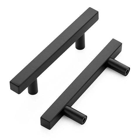 Close-up of 30 Pack Black Kitchen Cabinet Handles, 5 Inch Square Steel Cabinet Pulls