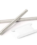 Two Pack 304 Stainless Steel Pipe Nipples With One Quarter Inch NPT Male Threads, 12 Inch Length, alongside thread tape