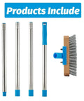 Heavy Duty Deck Scrub Brush With 60 Inch Long Handle For Moss Removal On Rough Surfaces Stainless Steel Wire Bristles Easy Install Pole System