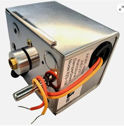 RZ3-1M Replacement Damper Motor Actuator for 24V 2-Wire Spring Return, metal casing, wires visible