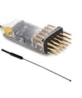 2.4G 5CH PWM ExpressLRS Receiver With 2.0dBi Copper Pipe Antenna For RC Drones, CRSF And PWM Protocol Support shown with pins and antenna