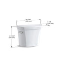 1.28 GPF Toilet Tank Only White With Left-Hand Chrome Trip Lever, Compatible With K-4199 Bowl Front View Sizing