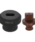Hydraulic Hole Punch Die Set 8x15mm Oval Hole For Electric Punching Machine MHP 20 JP 20, black and burgundy components, front view