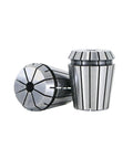 Two 1pc ER Spring Collet Chucks with metallic finish for CNC milling and lathe work, designed for high-speed applications.