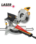 Front view of 10-Inch Sliding Compound Miter Saw With Laser Guide, 15 Amp Bevel Chop Saw For Wood And Metal, Powerhouse 4500 RPM Motor