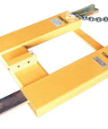 Heavy Duty Yellow Steel Forklift Trailer Spotter With Secure Grab Hook Chain for moving heavy trailers, 30in rugged design.